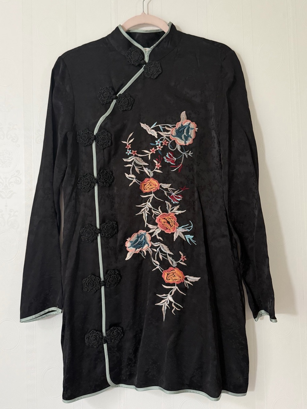 Zara Embroidered Jacquard Print Dress | Size L